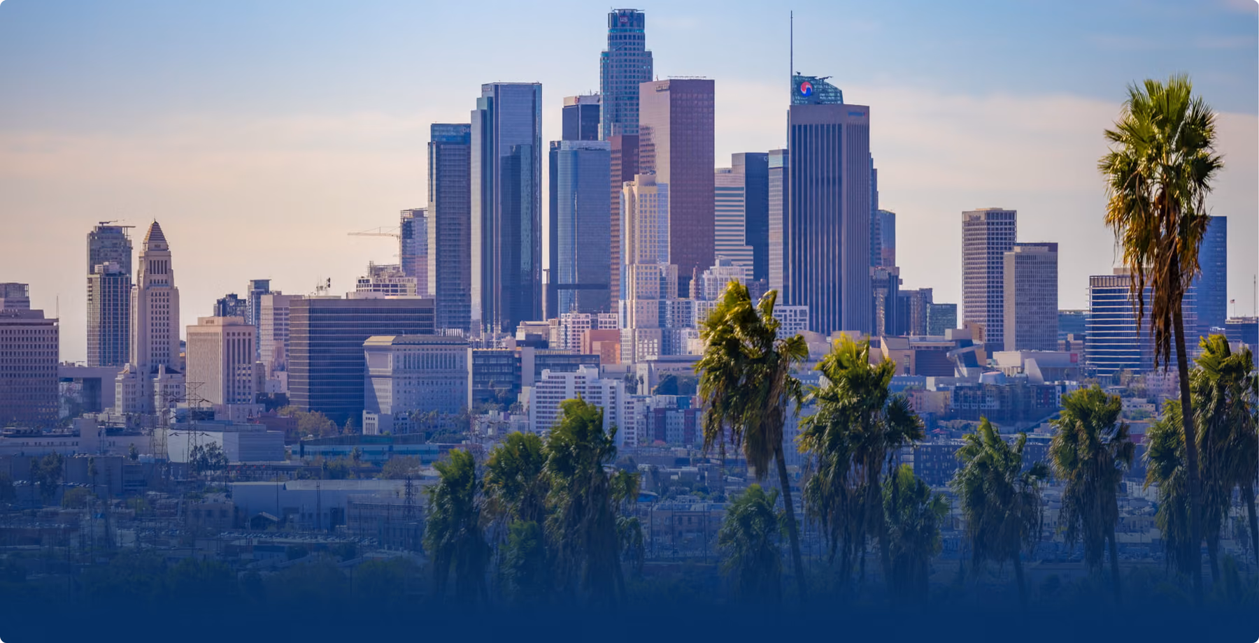 The Los Angeles skyline at dusk
