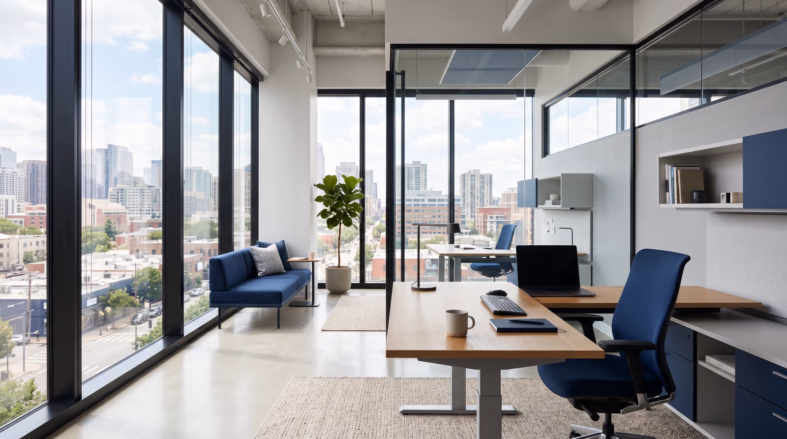 A bright fulfillment office with a desk by the window