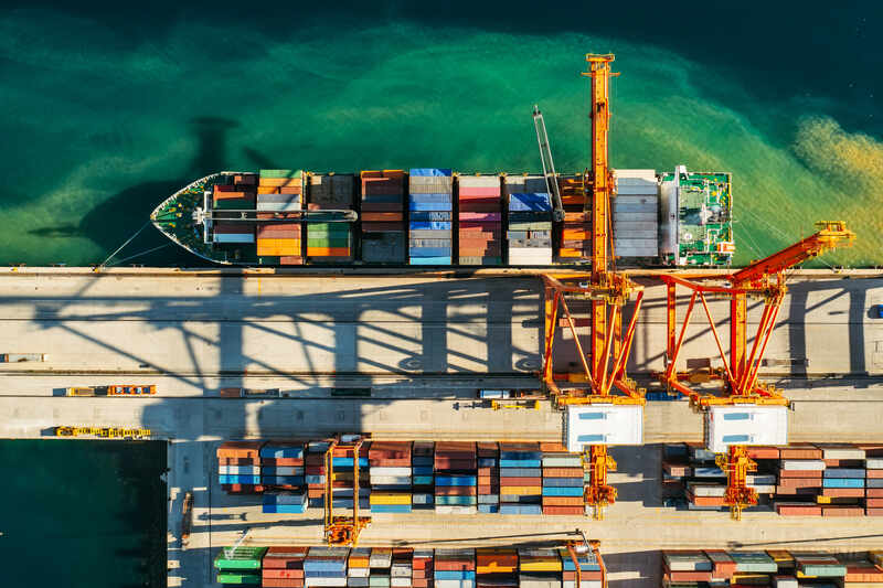 containers loading on a ship