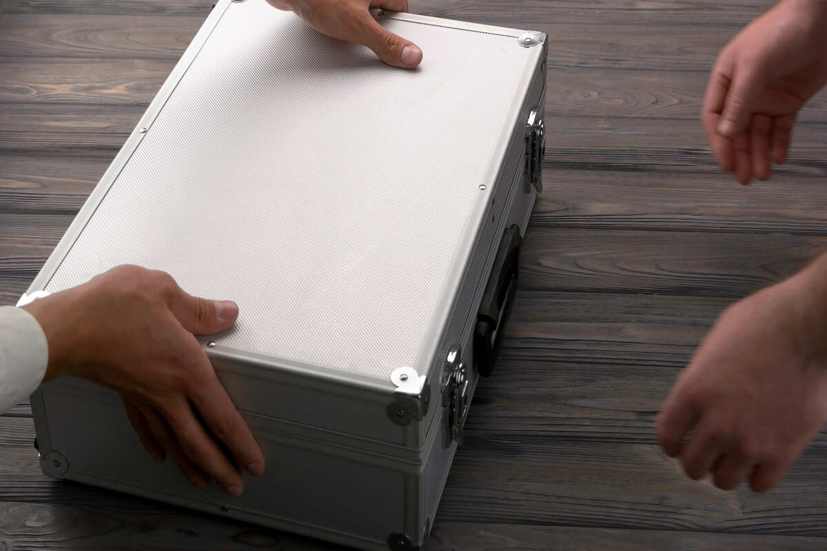 silver aluminum briefcase